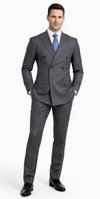 Mantoni Double-Breast Black, Grey, or Navy Wool Suit