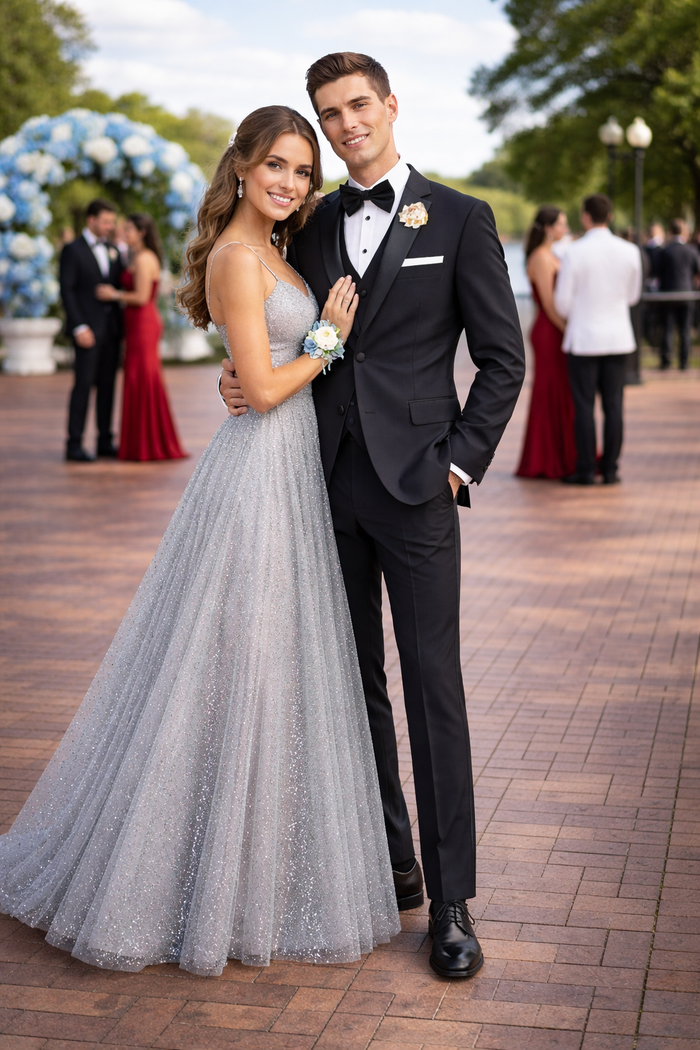 Mens Tiglio Black Tuxedo – Classic Formal Dinner Suit for Wedding, Prom and Black Tie Events