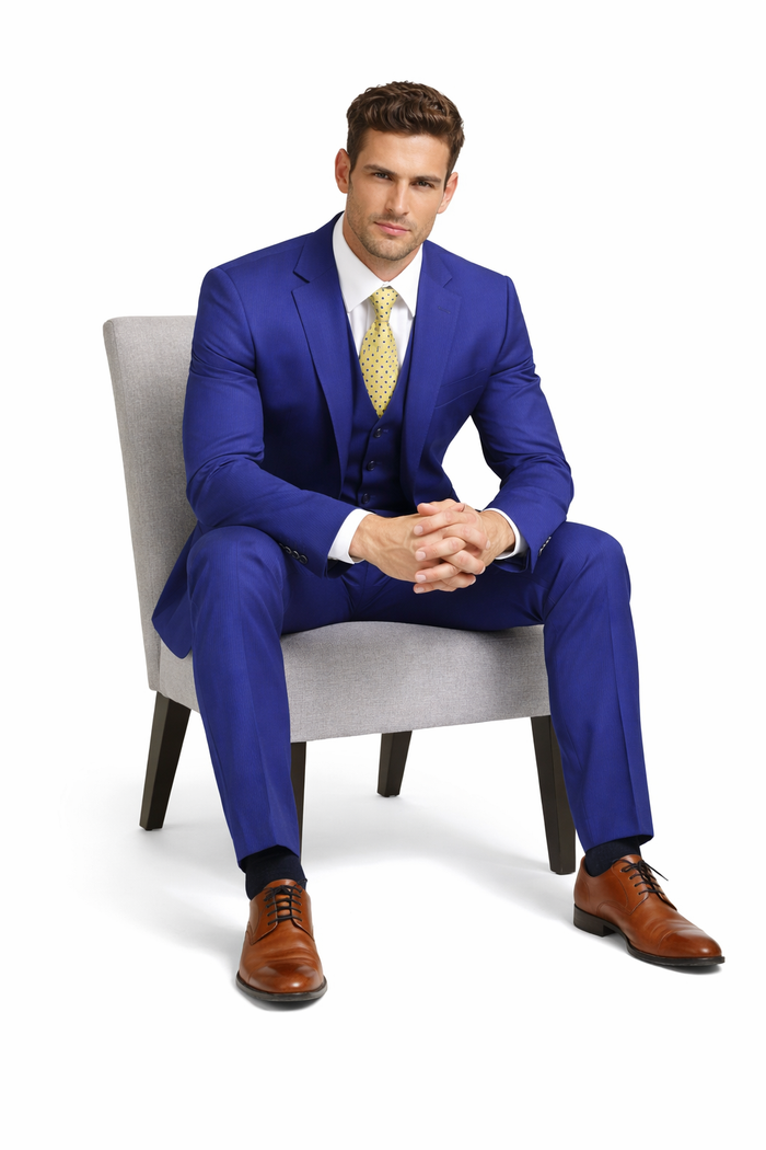 Mens Tiglio French Blue Suit – Stylish Blue Suit for Wedding, Business and Formal Wear