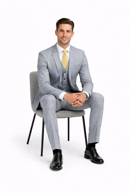 Tiglio Light Gray Suit for Men Elegant Wedding and Business Formal Suit | Alberto Nardoni Tiglio Light Gray Suit for Men Elegant Wedding and Business Formal Suit | Alberto Nardoni
