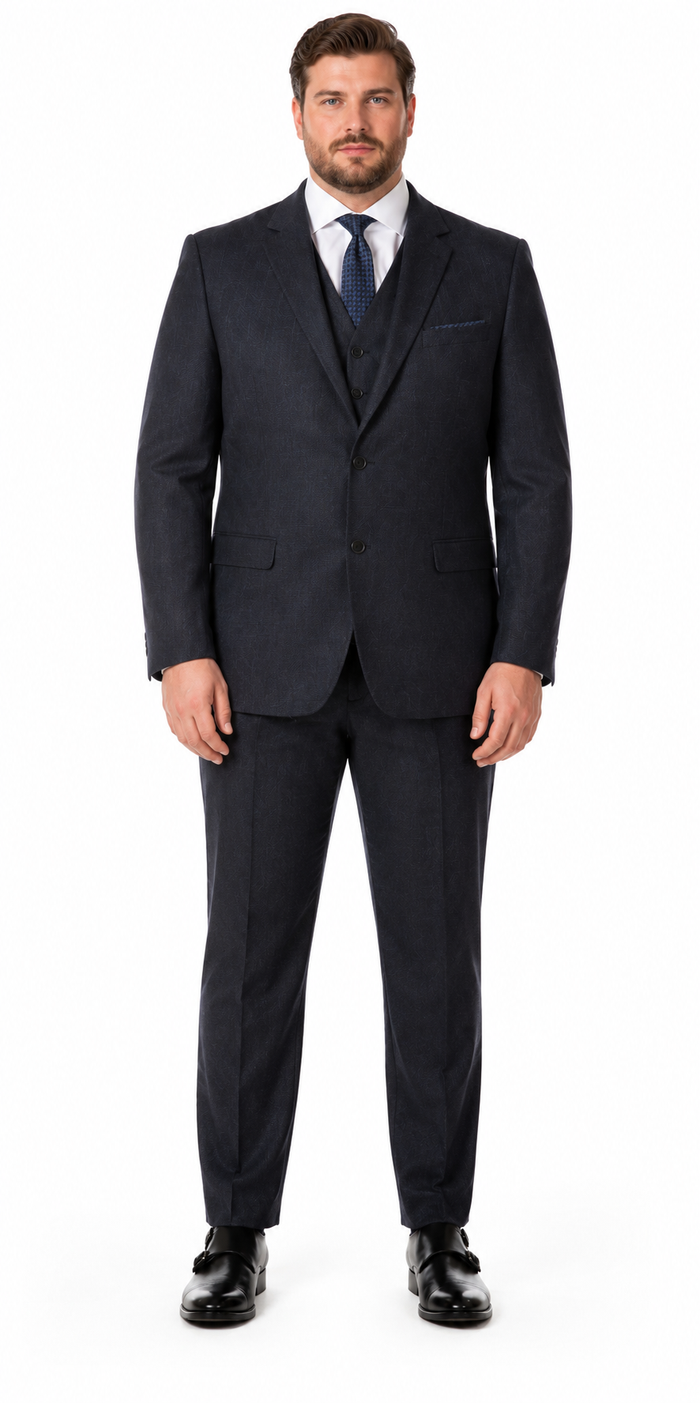 Marc Darcy Dion Teal Blue Tweed Slim Fit Wedding 3-Piece Suit Herringbone Fabric