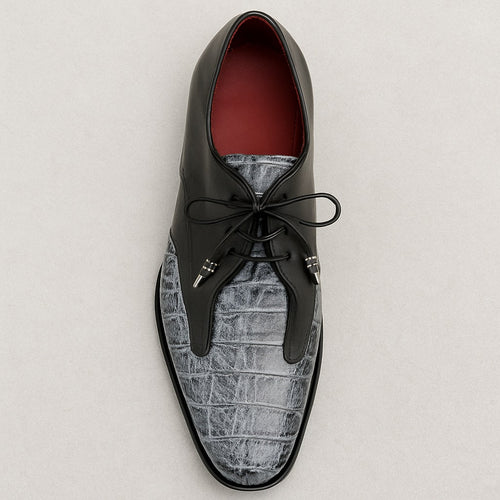 Marco Di Milano Anzio Newspaper Grey Alligator & Calfskin Derby