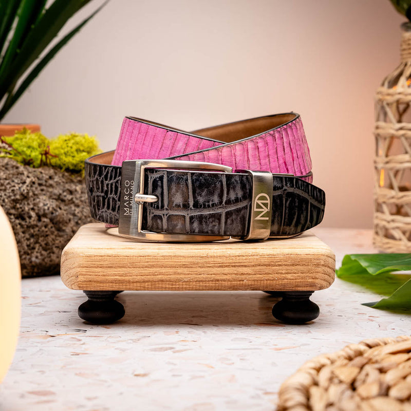 Marco Di Milano Moncalieri Pink/Gray Leather Belt Shoe