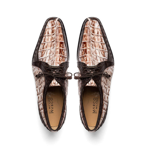 Marco Di Milano Mens White and Brown Caiman Gator Derby Caribe