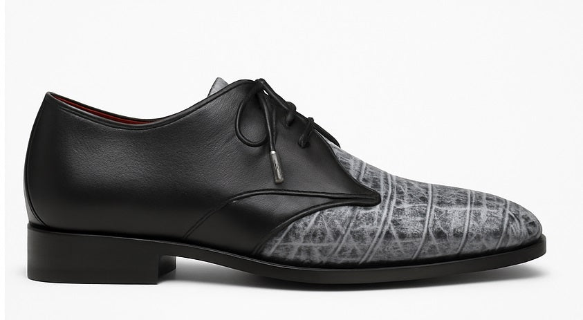 Marco Di Milano Anzio Newspaper Grey Alligator & Calfskin Derby