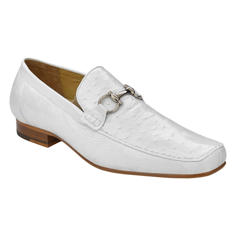 Belvedere Bartolo White Genuine Ostrich Leather Shoe