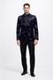 Mardi Gras Suit - Purple and Black Paisley Tuxedo Dinner Jacket + Matching Pants - Slim Fitted