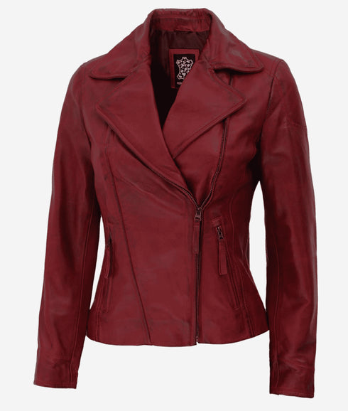 Maroon leather jacket - AlbertoNardoniStore