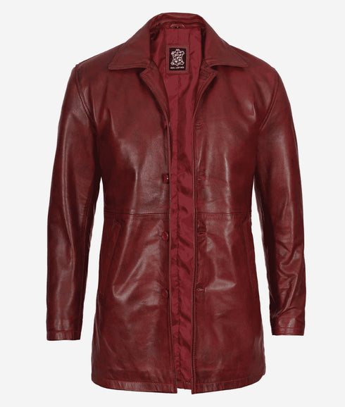 Maroon leather jacket - AlbertoNardoniStore