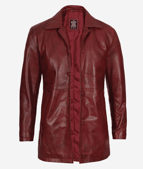 Maroon leather jacket - AlbertoNardoniStore