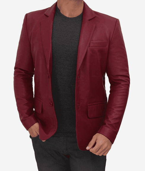 Maroon leather jacket - AlbertoNardoniStore