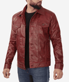 Maroon leather jacket - AlbertoNardoniStore