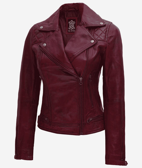 Maroon leather jacket - AlbertoNardoniStore