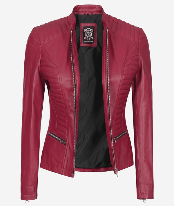 Maroon leather jacket - AlbertoNardoniStore