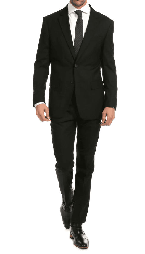 Mason  Black Men'S Premium 2 Piece Wool Slim Fit Suit