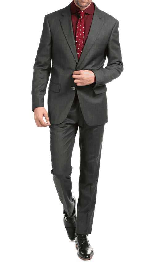 Mason  Charcoal Men'S Premium 2 Piece Wool Slim Fit Suit