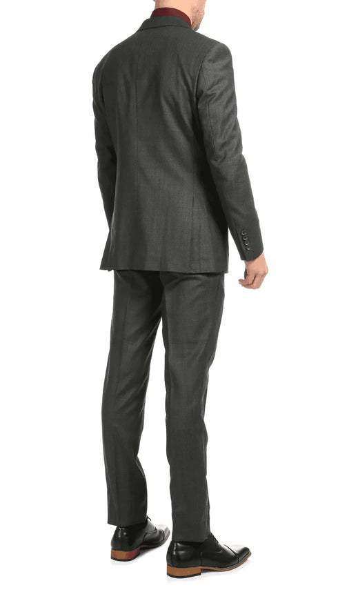 Mason  Charcoal Men'S Premium 2 Piece Wool Slim Fit Suit