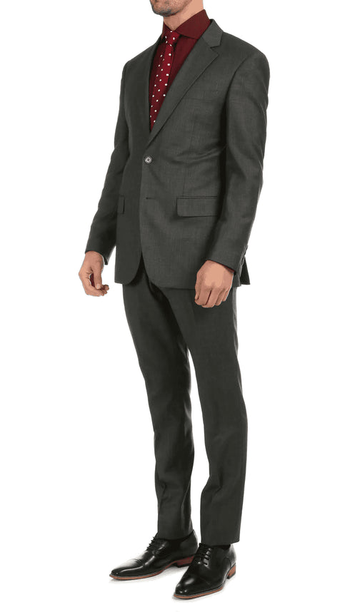 Mason  Charcoal Men'S Premium 2 Piece Wool Slim Fit Suit