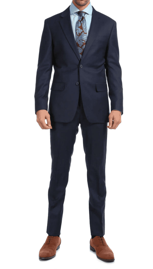 Mason  Navy Men'S Premium 2PC Premium Wool Slim Fit Suit