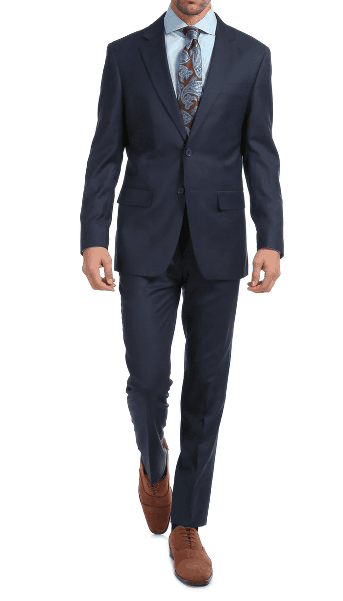 Mason  Navy Men'S Premium 2PC Premium Wool Slim Fit Suit