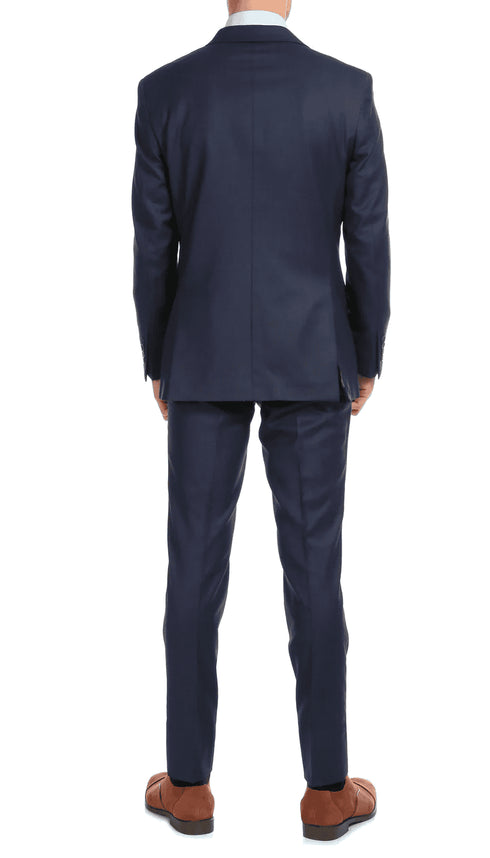 Mason  Navy Men'S Premium 2PC Premium Wool Slim Fit Suit