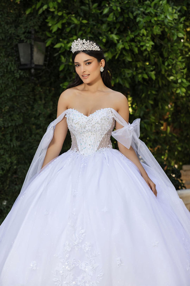 Sweet 16 Ball Gown Cape Sleeves Bridal Wedding Dress By Layla K LK263