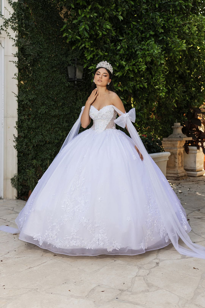 Sweet 16 Ball Gown Cape Sleeves Bridal Wedding Dress By Layla K LK263