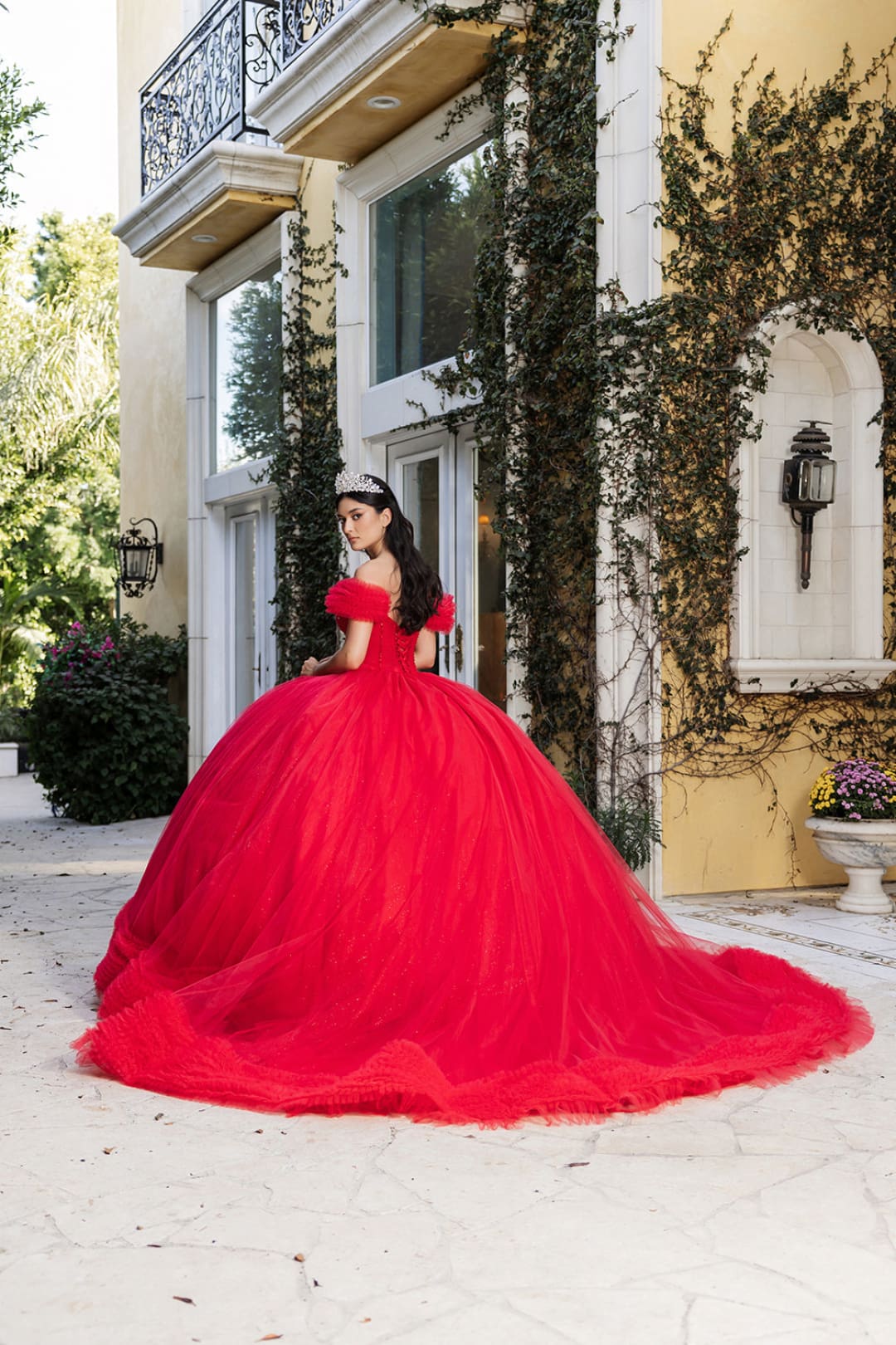 Masquerade Ball Gown Ruffle Short Sleeves Gala Dress By Layla K LK266