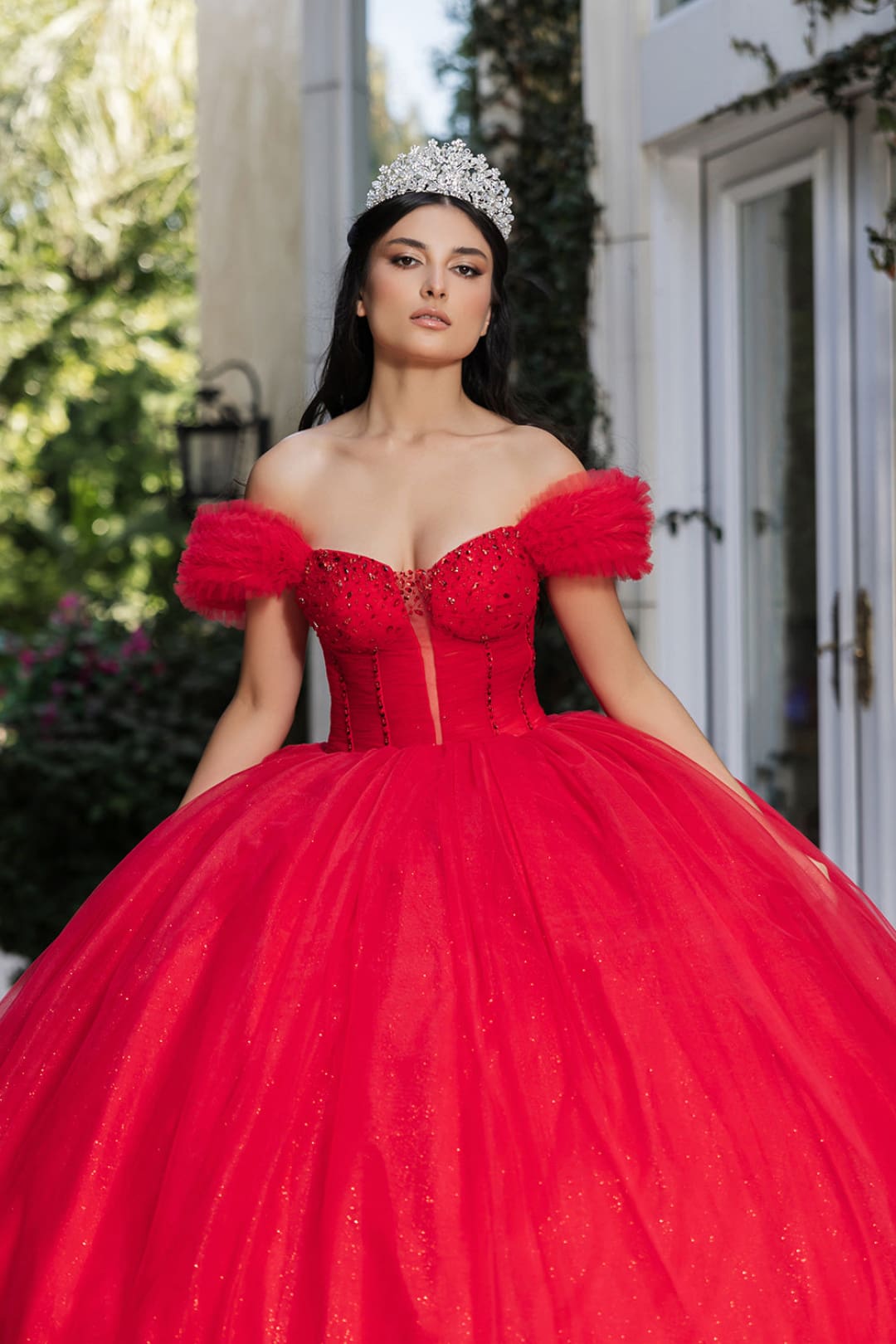 Masquerade Ball Gown Ruffle Short Sleeves Gala Dress By Layla K LK266