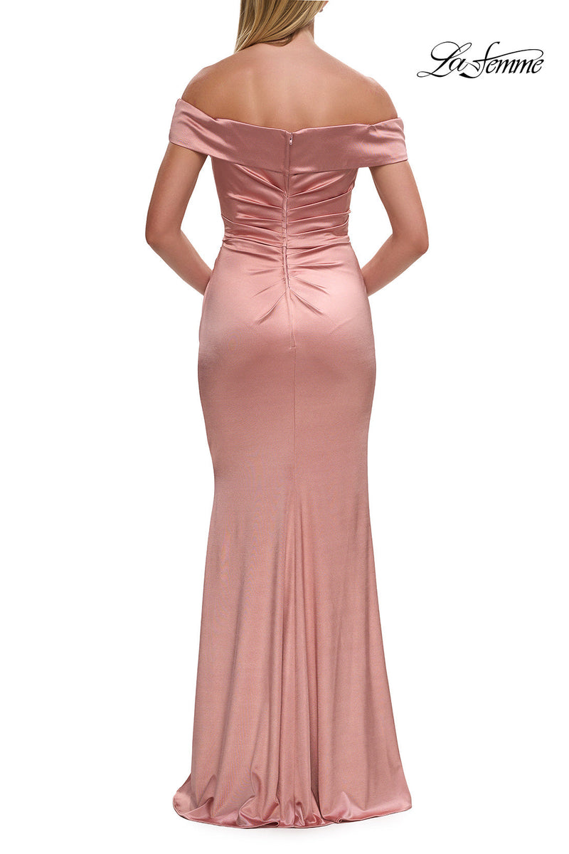 La Femme 31621 Off Shoulder Satin Evening Dress