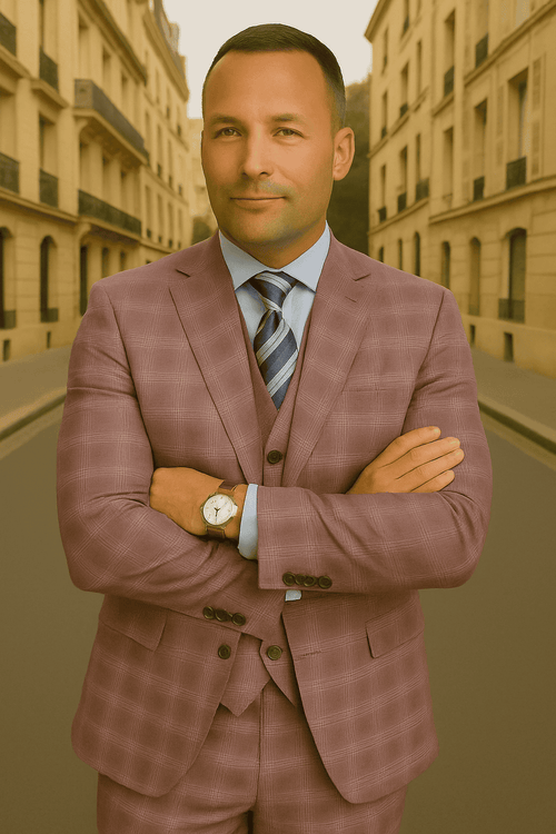 Wool Suit - Italian Made Business Suit by Statement Men's 3 Piece 100% Wool Modern Fit Suit - Coordinating Solid Color Vest