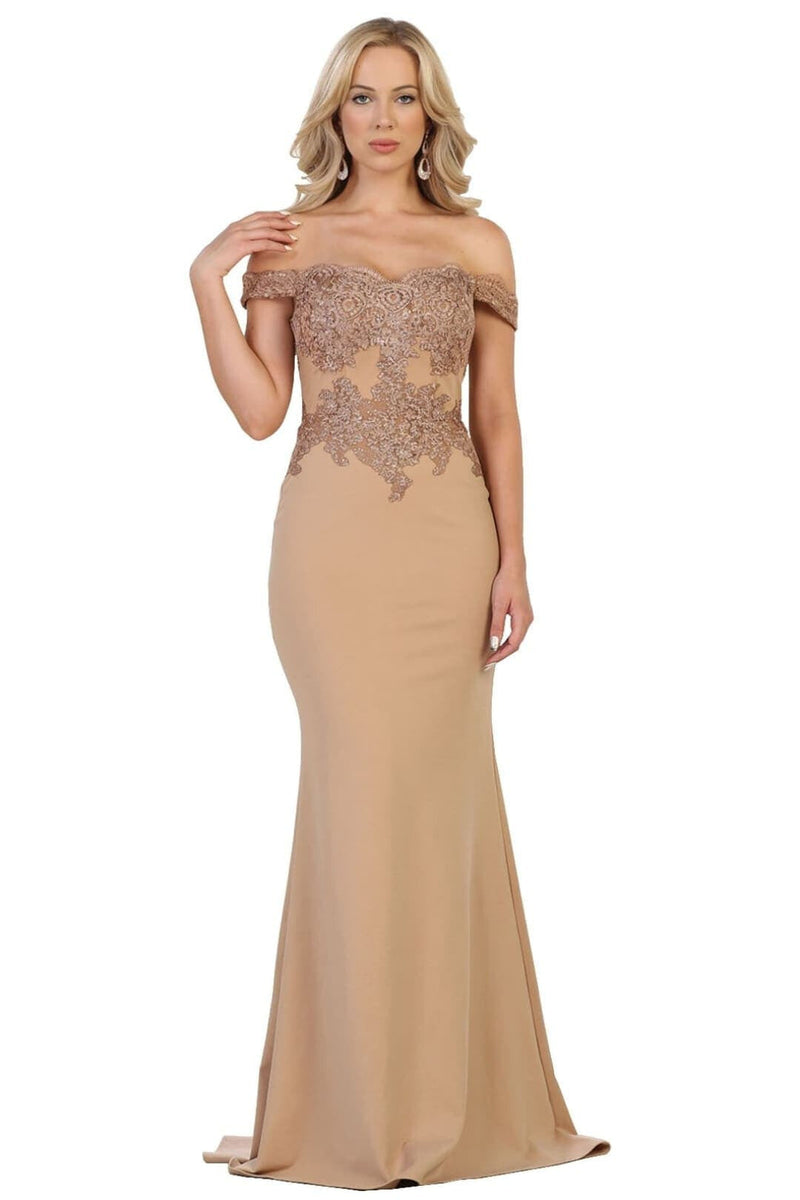 Elegant Form Fitting Evening Dress | Off The Shoulder Formal Gown