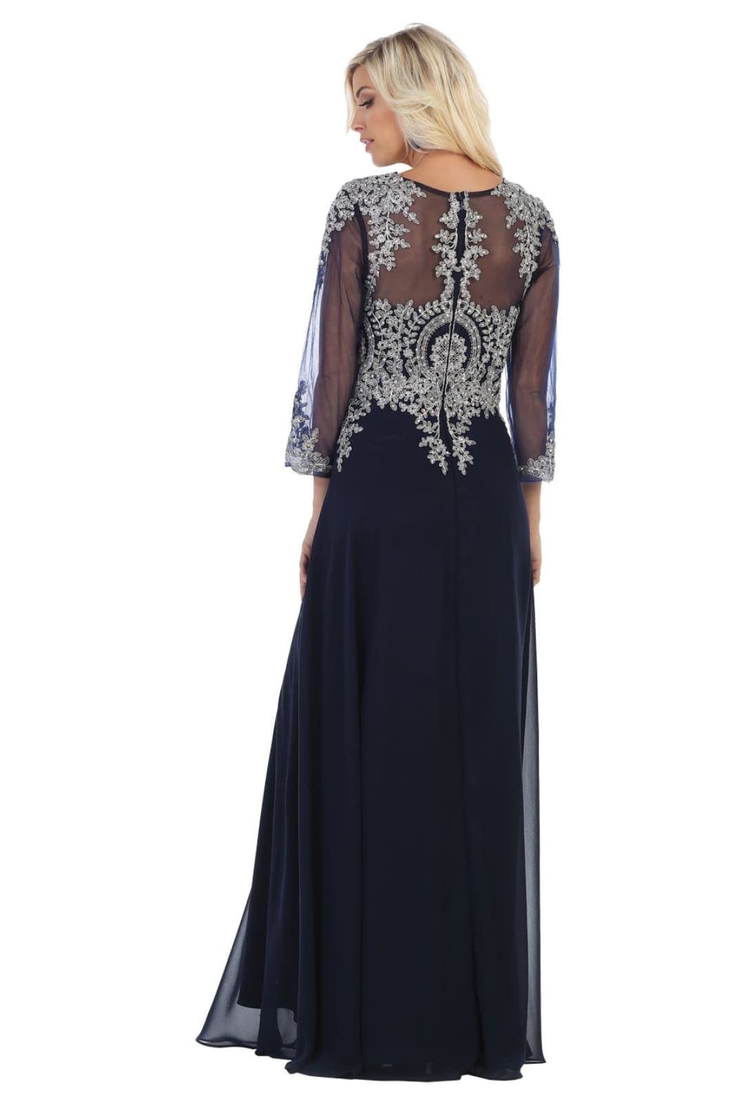3/4 Sleeve Mother of the Bride Dress Embroidered Modern Evening Gown