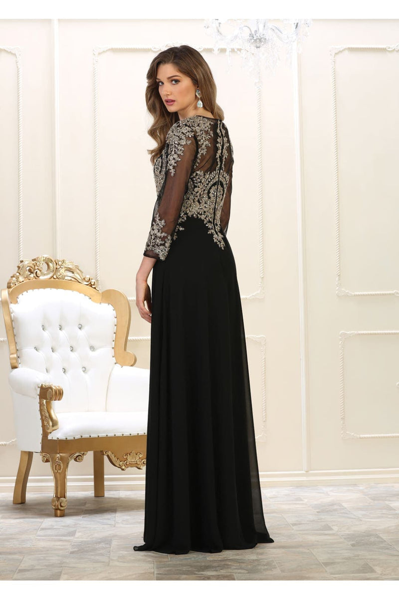 3/4 Sleeve Mother of the Bride Dress Embroidered Modern Evening Gown