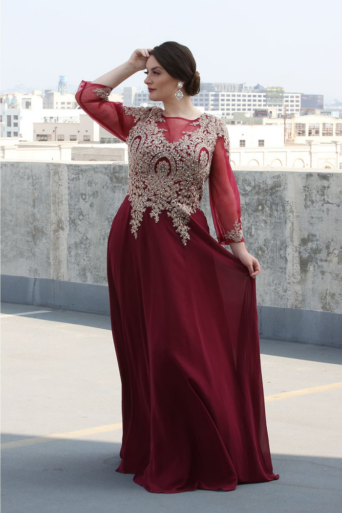 Plus Size Long Evening Gown Maxi Formal Dress for Women By May Queen MQ1549