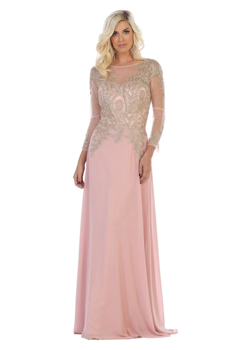 Plus Size Long Evening Gown Maxi Formal Dress for Women By May Queen MQ1549