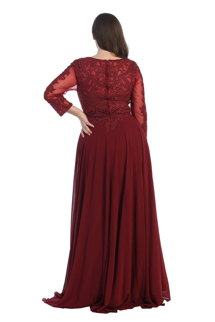 Mother of the Bride Dress 3/4 Long Sleeves Chiffon A-Line Evening Gown-New Collection