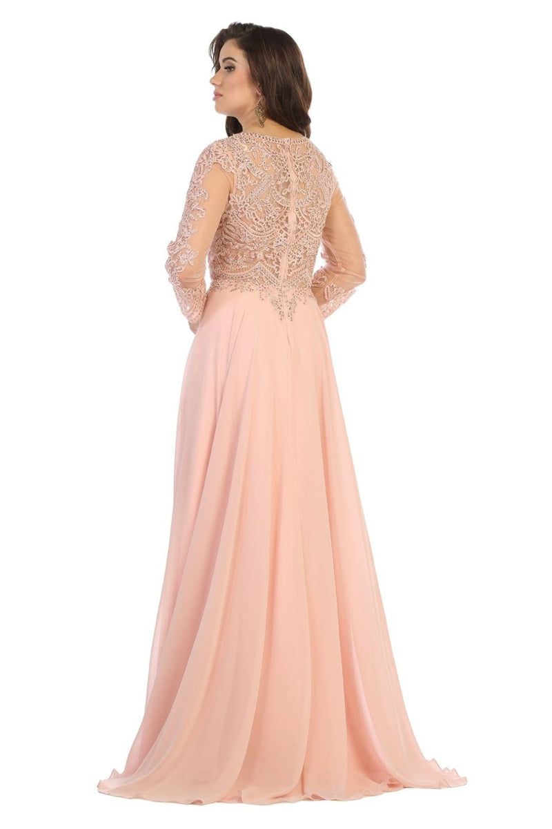 Mother of the Bride Dress 3/4 Long Sleeves Chiffon A-Line Evening Gown-New Collection