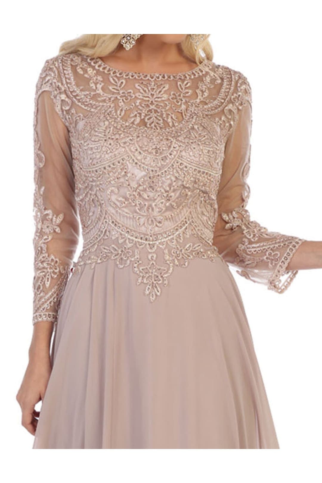 Mother of the Bride Dress 3/4 Long Sleeves Chiffon A-Line Evening Gown-New Collection