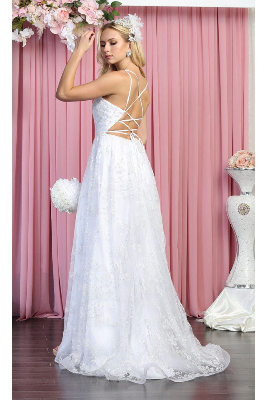 May Queen MQ1787 Glitter V Neck Long Stunning Red Carpet Formal Gown