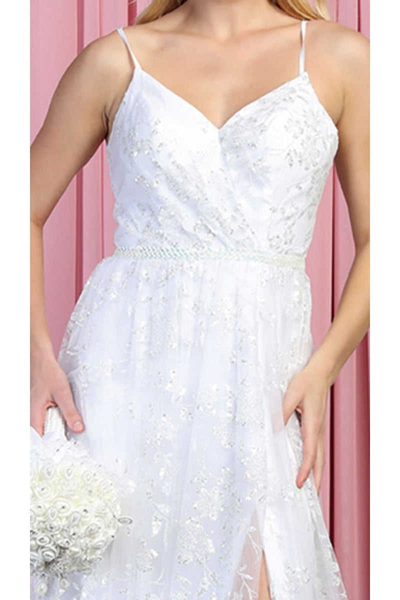May Queen MQ1787 Glitter V Neck Long Stunning Red Carpet Formal Gown