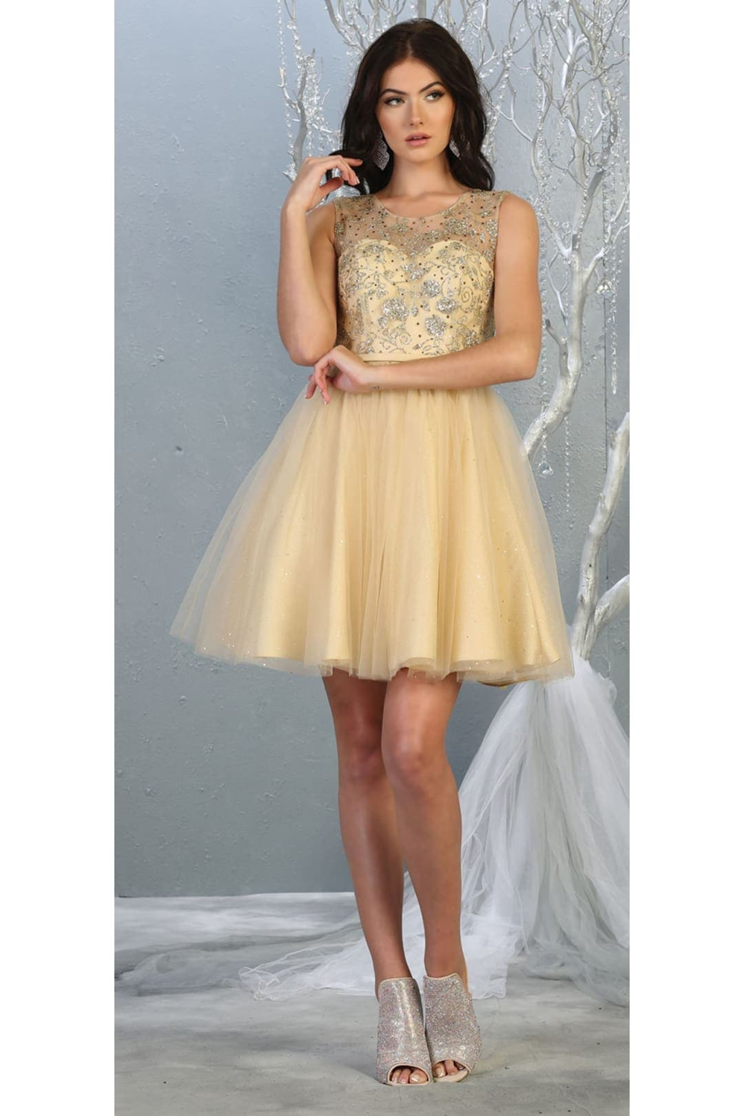 Dama Dresses for Quinceanera in Champagne Style  MQ1803 Quince Outfit