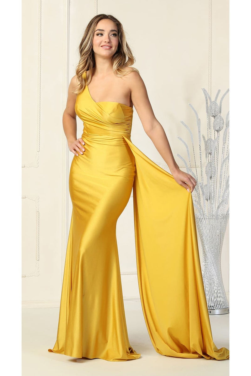 One Shoulder Bridesmaid Dress Simple Stretchy Long Evening Formal Gown