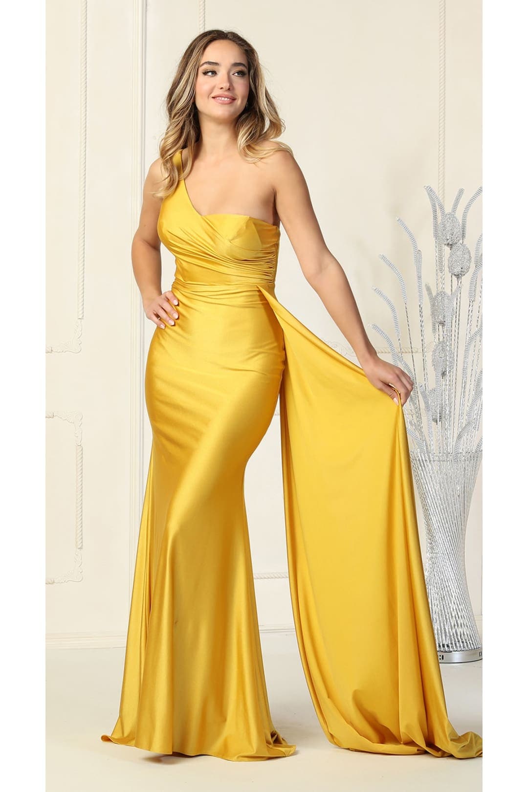 One Shoulder Bridesmaid Dress Simple Stretchy Long Evening Formal Gown