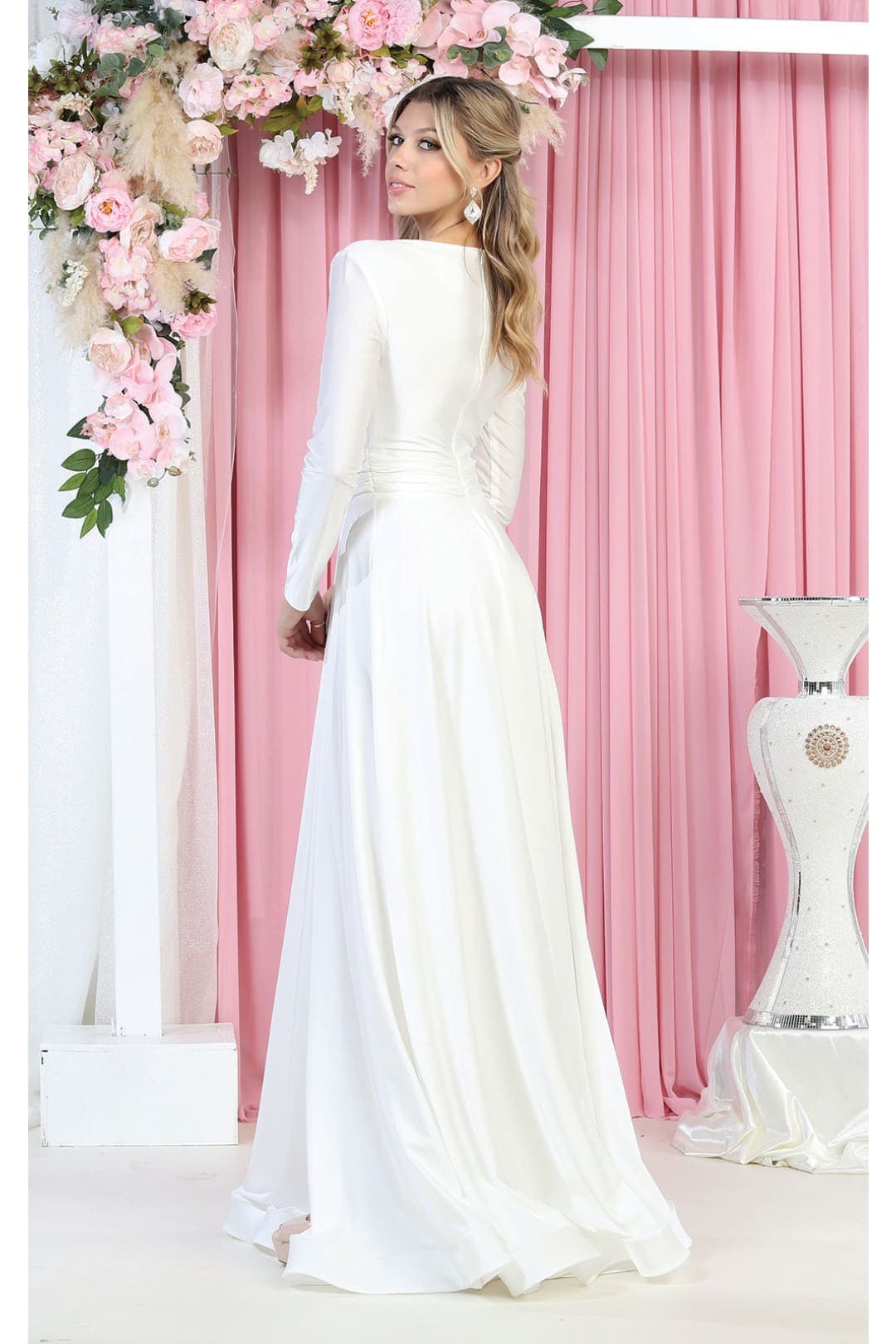 Long Sleeve Stretchy Formal Evening Gown