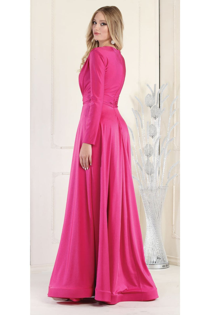 Long Sleeve Stretchy Formal Evening Gown
