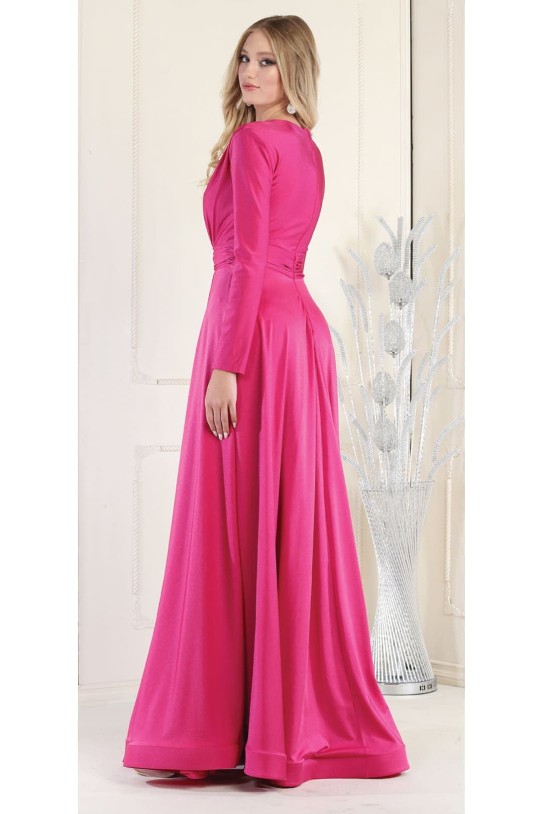Long Sleeve Stretchy Formal Evening Gown