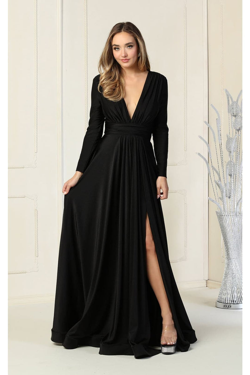 Long Sleeve Stretchy Formal Evening Gown