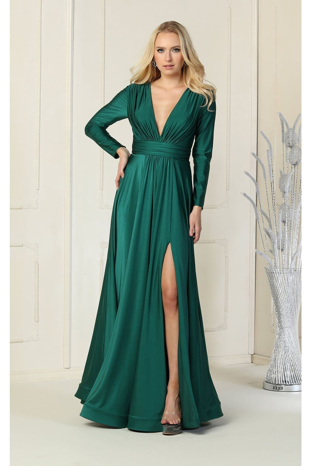 Long Sleeve V Neck Bridesmaids Dresses