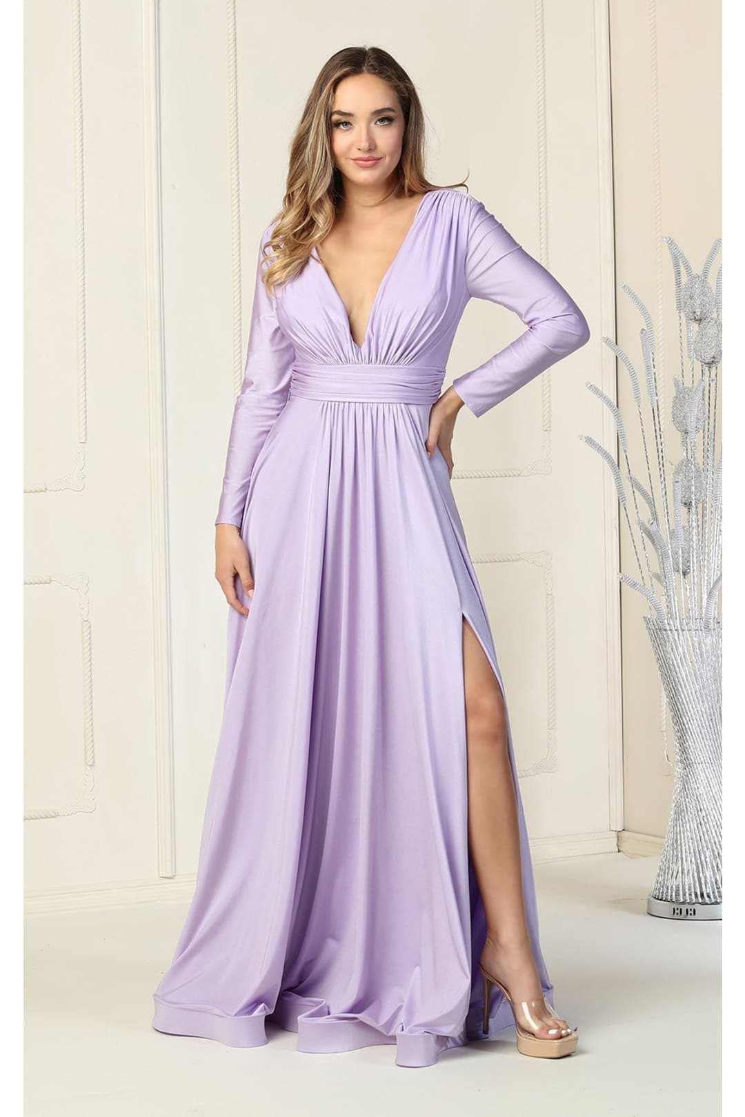 Long Sleeve V Neck Bridesmaids Dresses
